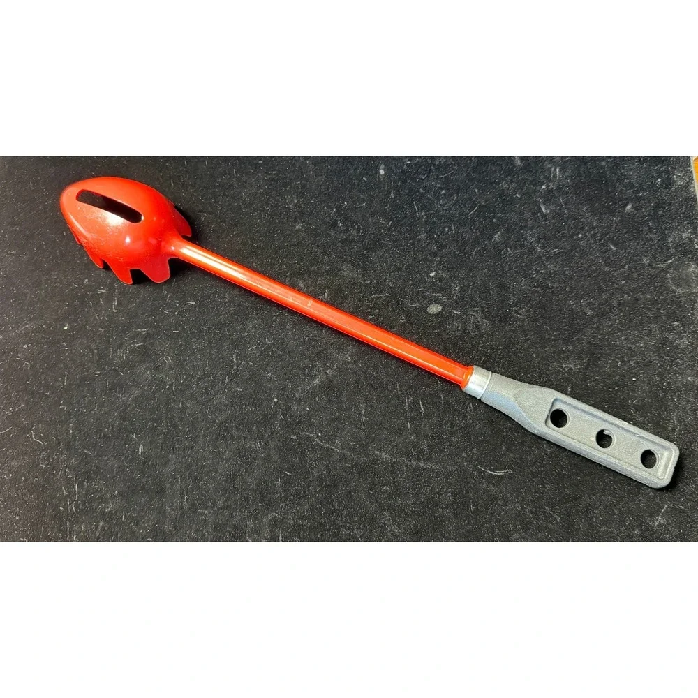 Vintage Red Spaghetti Server: Pedrini Italy, Long Handle Pasta Ladle, Claw Spoon